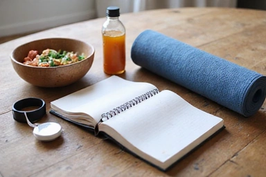 Healthy lifestyle routine with exercise, nutrition, and wellness practices